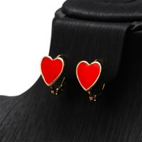 Fashion Dripping Oil Heart-shape Copper Earrings Wholesale main image 5