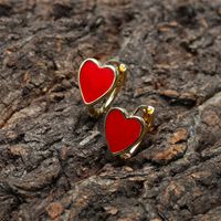 Fashion Dripping Oil Heart-shape Copper Earrings Wholesale main image 4