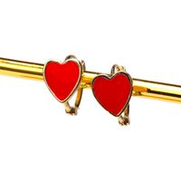 Fashion Dripping Oil Heart-shape Copper Earrings Wholesale main image 3