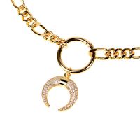 Hip-hop Fashion Diamond-studded Moon C-shaped Pendant Bracelet Set main image 5