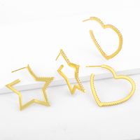 Metal Simple Hollow Five-pointed Star Love Stud Earrings main image 1