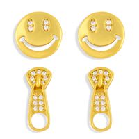 Korean Simple Short Smiley Snake Diamond Earrings main image 1