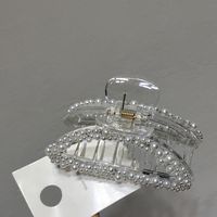Korean Transparent Pearl Decor Geometric Resin Hairpin main image 4