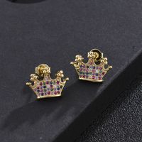 Fashion Crown Copper Inlaid Zircon Earrings Wholesale main image 1