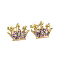 Fashion Crown Copper Inlaid Zircon Earrings Wholesale main image 6