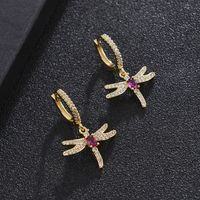 Fashion Geometric Small Hippocampus Copper Inlaid Zircon Earrings Wholesale main image 5