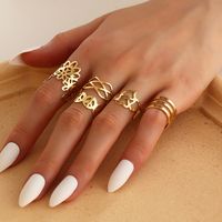 Fashion Geometric Gold Hollow Alloy Rings Set Wholesale main image 1