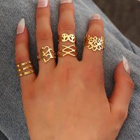 Fashion Geometric Gold Hollow Alloy Rings Set Wholesale main image 3