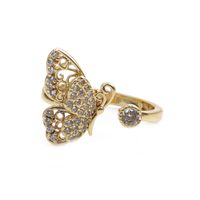 Korean Butterfly Copper Inlaid Zircon Rings Wholesale main image 1