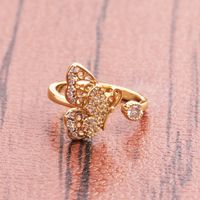 Korean Butterfly Copper Inlaid Zircon Rings Wholesale main image 4
