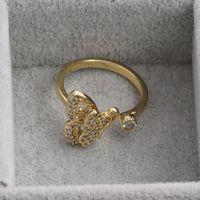 Korean Butterfly Copper Inlaid Zircon Rings Wholesale main image 5
