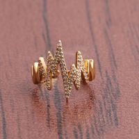 Fashion Ecg Wave Curve Copper Inlaid Zircon Rings Wholesale main image 4