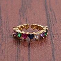 Fashion Heart-shaped Copper Inlaid Zircon Ring Wholesale main image 5