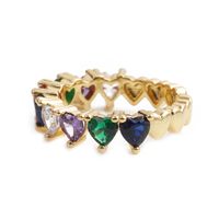 Fashion Heart-shaped Copper Inlaid Zircon Ring Wholesale main image 6