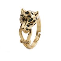 Fashion Leopard Head Copper Inlaid Zircon Rings Wholesale main image 1