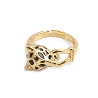 Fashion Leopard Head Copper Inlaid Zircon Rings Wholesale main image 4