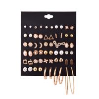 Simple Heart Circle Inlaid With Rhinestones Geometric Earrings Set 30 Pairs Wholesale main image 6