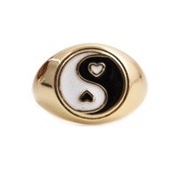 Fashion Copper Open Gossip Drop Oil Oval Adjustable Ring main image 6