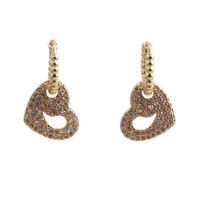 Fashion Copper Gold Peach Heart Stud Earrings main image 4