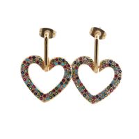 Fashion Copper Gold Peach Heart Stud Earrings main image 6