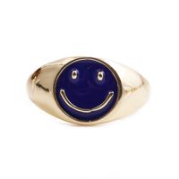 Fashion Smile Cute Copper Gold Dripping Oil Ring Wholesale main image 4