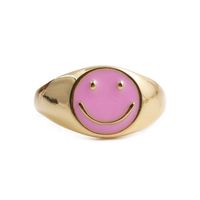 Fashion Smile Cute Copper Gold Dripping Oil Ring Wholesale main image 5