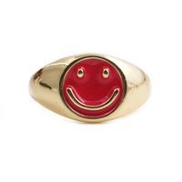Fashion Smile Cute Copper Gold Dripping Oil Ring Wholesale main image 6