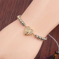 Simple Micro-inlaid Zircon Peach Heart Virgin Mary Adjustable Bracelet main image 5