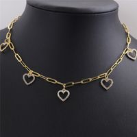 Fashion Heart-shape Copper Inlaid Zircon Necklace Wholesale main image 5