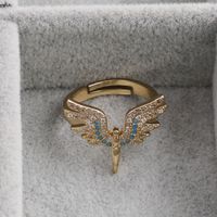 Fashion Angel Wings Copper Inlaid Zircon Rings Wholesale main image 1
