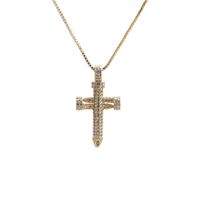 Fashion Cross Copper Inlaid Zircon Necklace Wholesale main image 3
