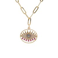 Fashion Eye Copper Inlaid Zircon Necklace Wholesale main image 5