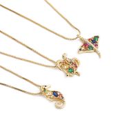 Fashion Turtle Dragonfly Seahorse Copper Inlaid Zircon Necklace Wholesale main image 1