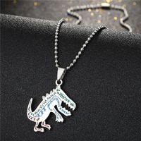 Fashion Cute Painted Small Dinosaur Alloy Necklace Wholesale sku image 1