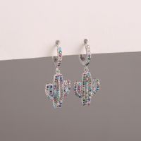 Fashion Geometric Cactus Copper Inlaid Zircon Earrings Wholesale sku image 2