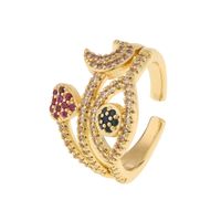 Fashion Lucky Eye Leopard Copper Inlaid Zircon Rings Wholesale sku image 2