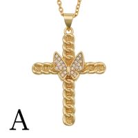 Fashion Butterfly Bee Cross Copper Inlaid Zircon Necklace Wholesale sku image 1