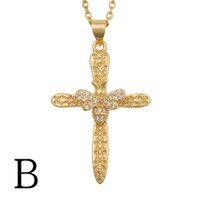 Fashion Butterfly Bee Cross Copper Inlaid Zircon Necklace Wholesale sku image 2