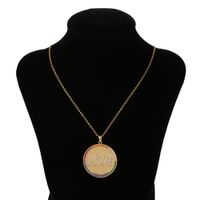 Fashion Round Love Letters Copper Inlaid Zircon Necklace Wholesale sku image 1