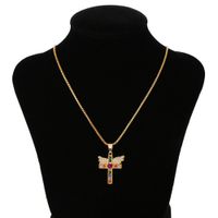 Fashion Cross Angel Wings Copper Inlaid Zircon Necklace Wholesale sku image 1