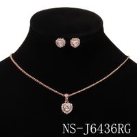 Retro Fashion Style Pendant Love Necklace Earrings Set sku image 2
