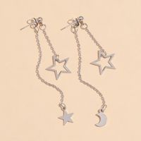 Simple Star Moon Long Chain Earrings sku image 1