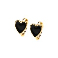 Fashion Dripping Oil Heart-shape Copper Earrings Wholesale sku image 3