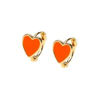 Fashion Dripping Oil Heart-shape Copper Earrings Wholesale sku image 7