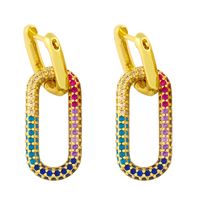 Bohemian Color Zircon Heart Oval Geometric Earrings sku image 1