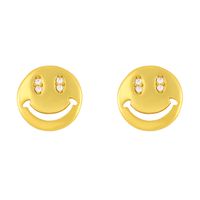 Korean Simple Short Smiley Snake Diamond Earrings sku image 1