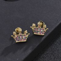 Fashion Crown Copper Inlaid Zircon Earrings Wholesale sku image 1