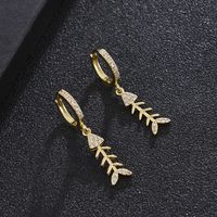 Boucles D&#39;oreilles En Zircon Incrusté De Cuivre Géométrique À La Mode En Gros sku image 1