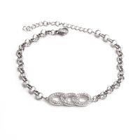 Simple Adjustable Stainless Steel Copper Zircon Infinity Pattern Bracelet sku image 4