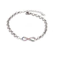 Simple Adjustable Stainless Steel Copper Zircon Infinity Pattern Bracelet sku image 3